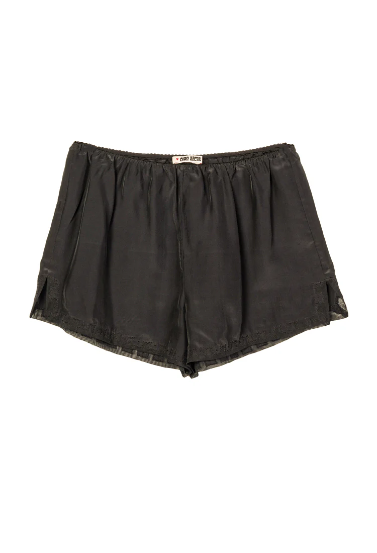 Dito Black Embroidered Silk Short - Image 4