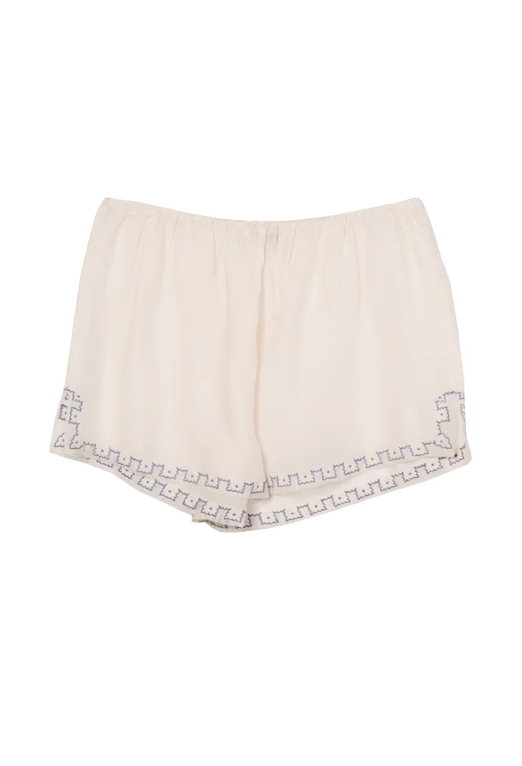 Dito Ivory Embroidered Silk Short - Image 4