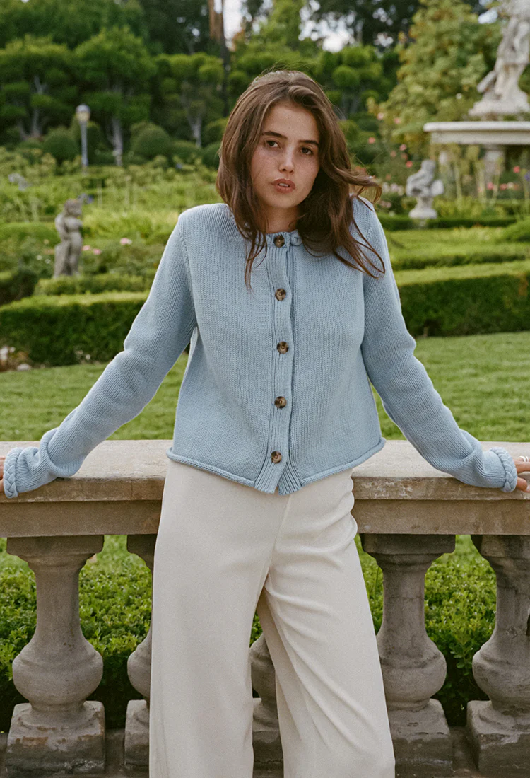 Doris Blue Jean Cotton Cardigan - Image 2