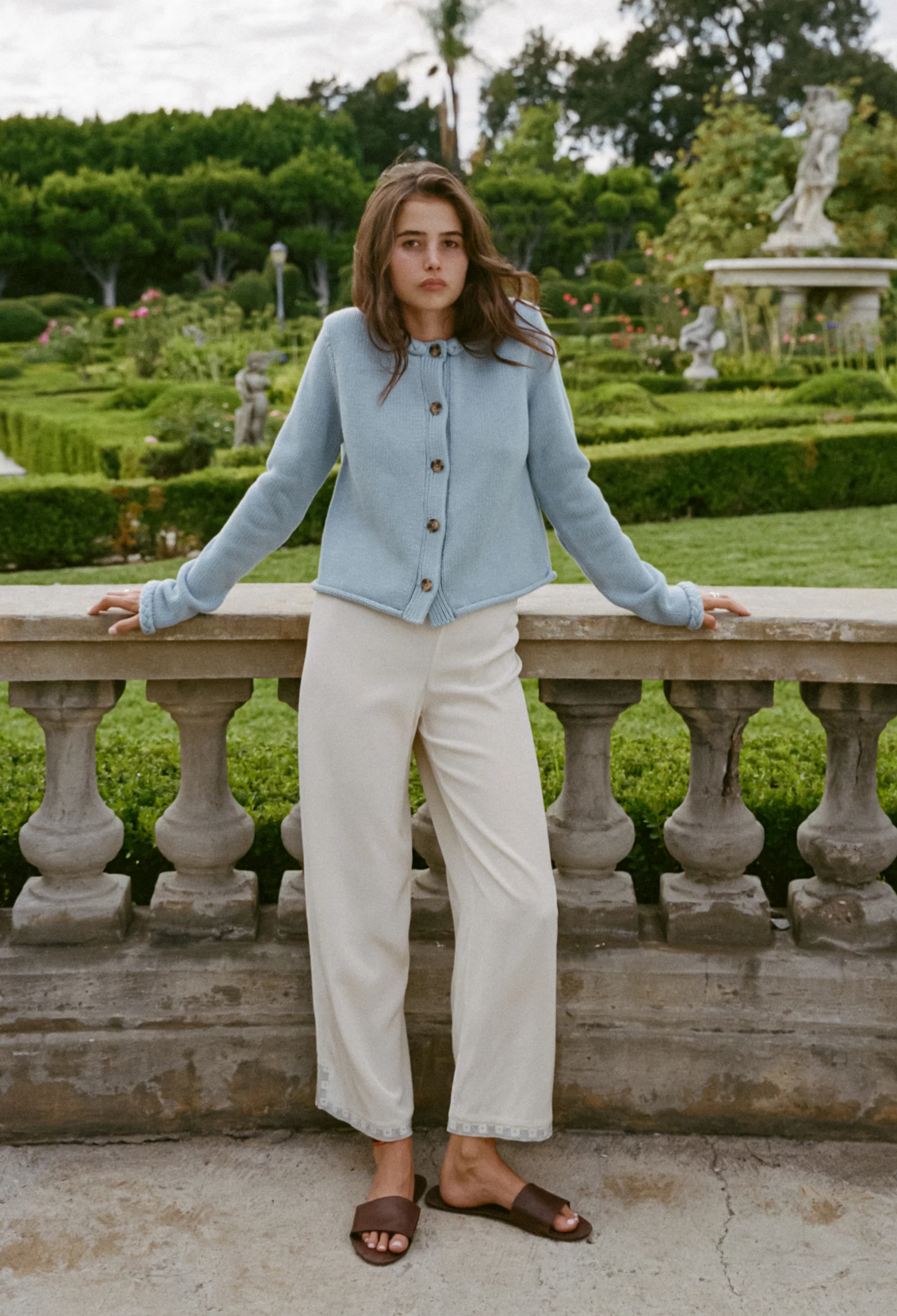 Doris Blue Jean Cotton Cardigan - Image 3