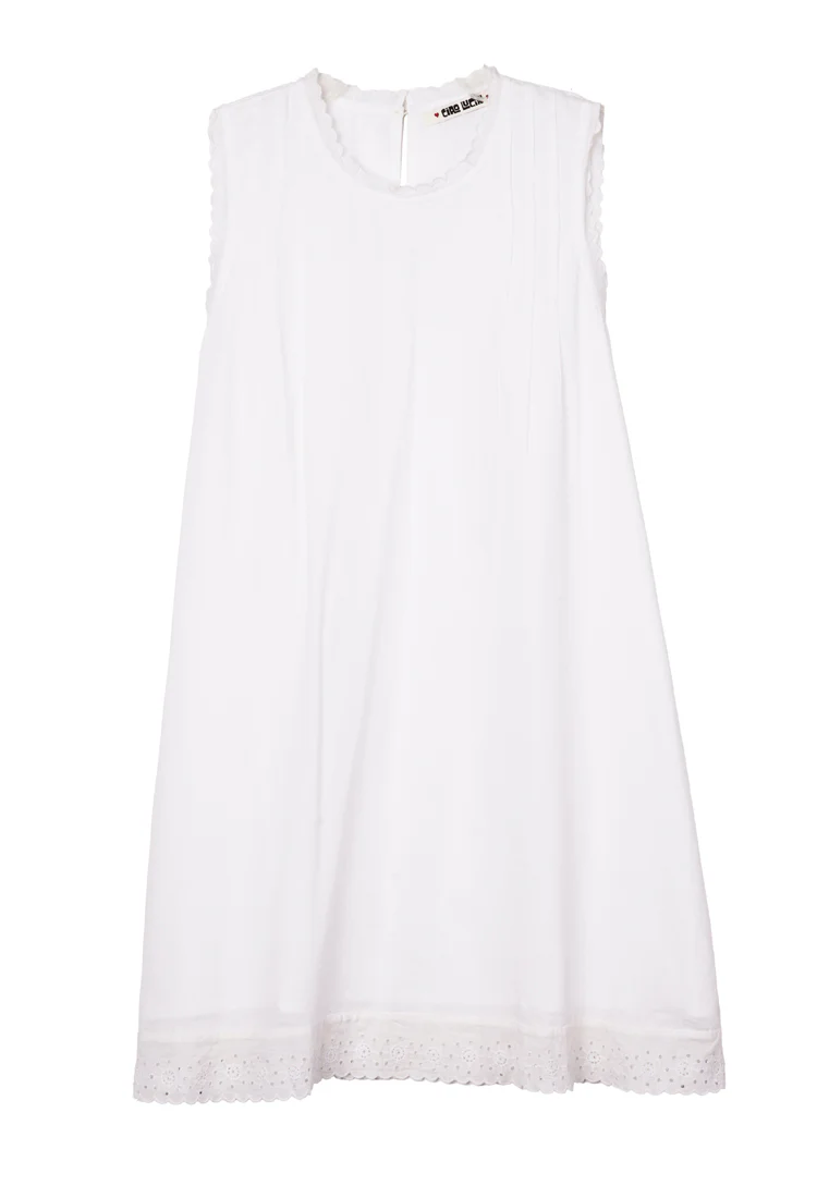 Ebba White Embroidered Cotton Dress - Image 4