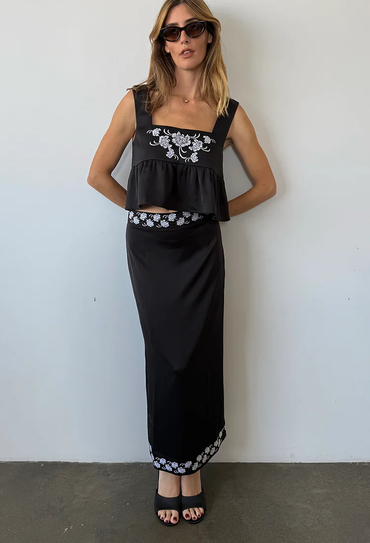 Elly Black Satin Skirt - Image 4