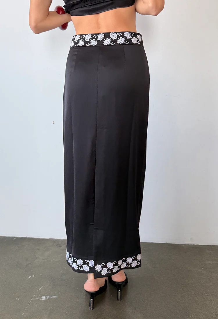 Elly Black Satin Skirt - Image 5