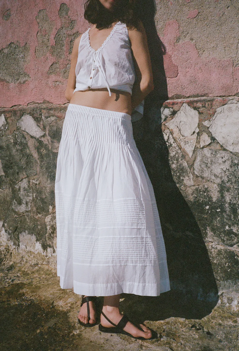 Enika White Cotton Voile Skirt - Image 2