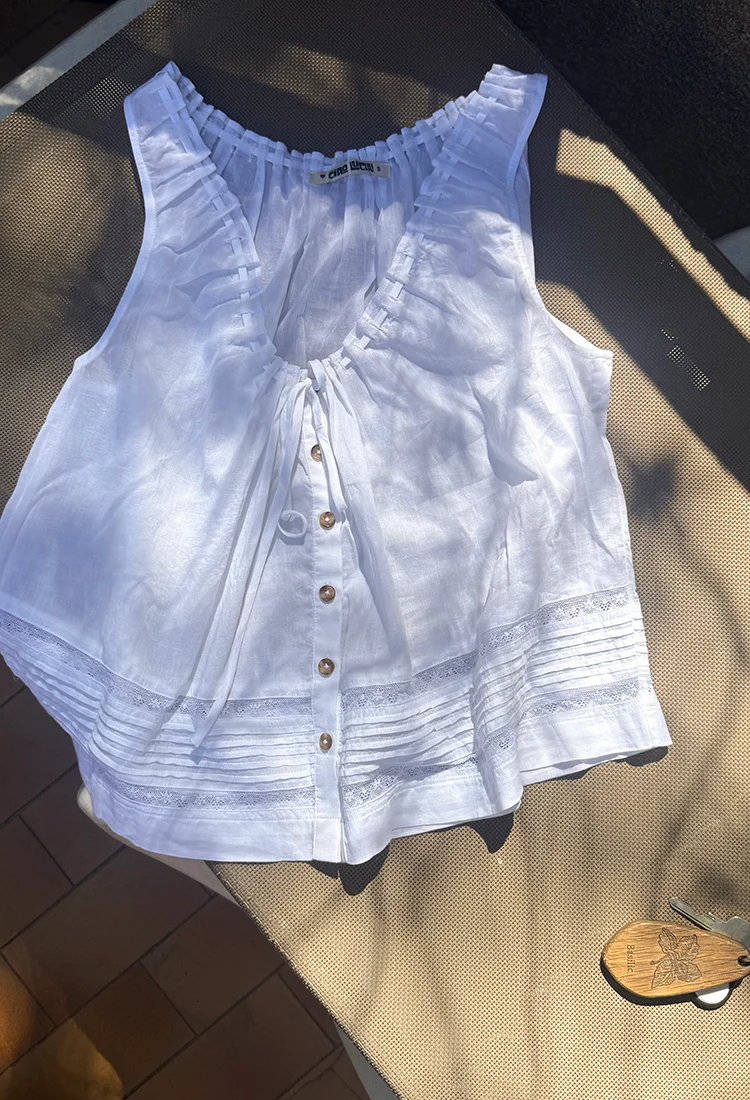 Eugenia White Cotton Voile Top - Image 5