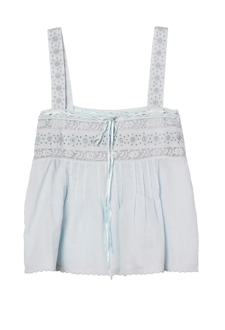 Euri Baby Blue Embroidered Cotton Top - Image 5