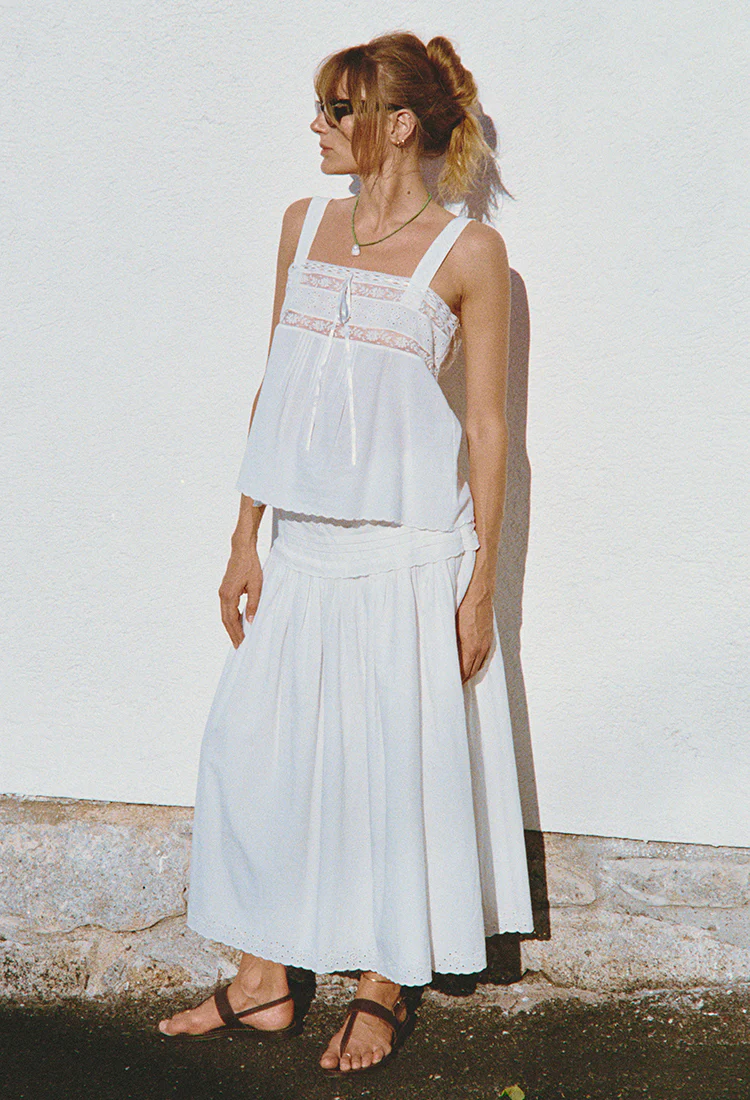 Euri White Embroidered Cotton Top - Image 4