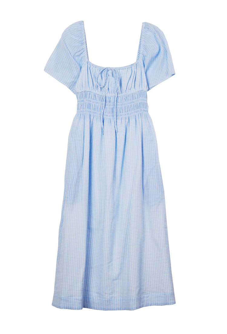 Fiorella Sky Gingham Midi Dress - Image 8