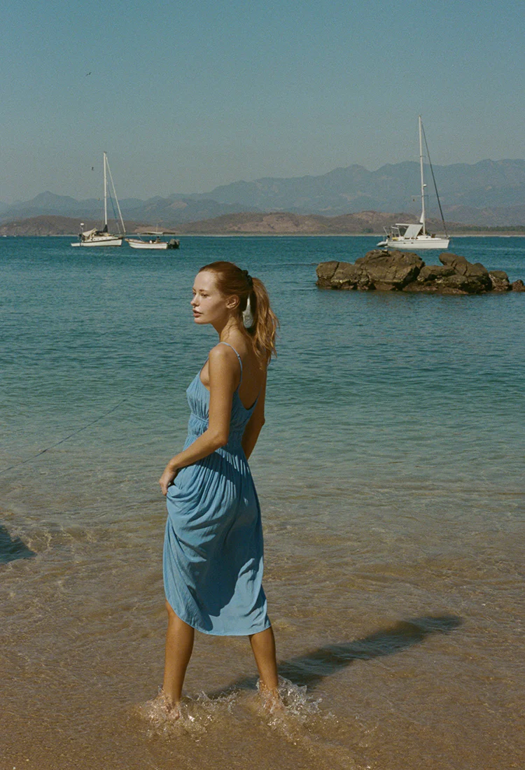Gabriela Amalfi Blue Silky Dress - Image 3