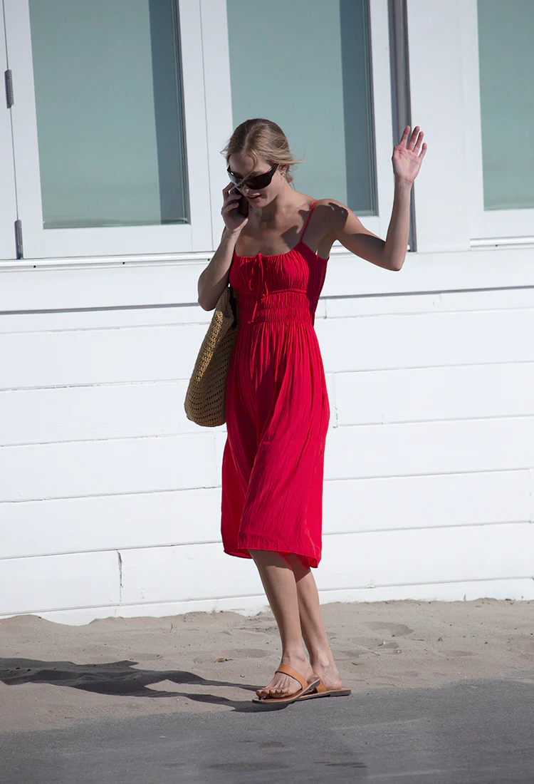 Gabriela Chili Silky Satin Dress - Image 4