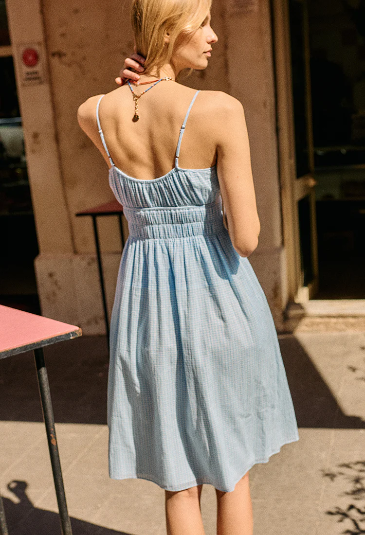 Gabriela Sky Gingham Midi Dress - Image 3