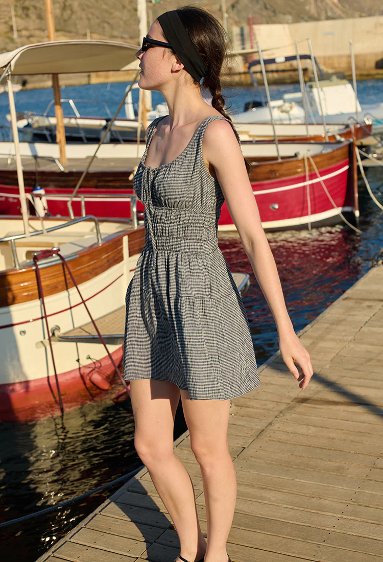 Gianluca Black Gingham Mini Dress - Image 3