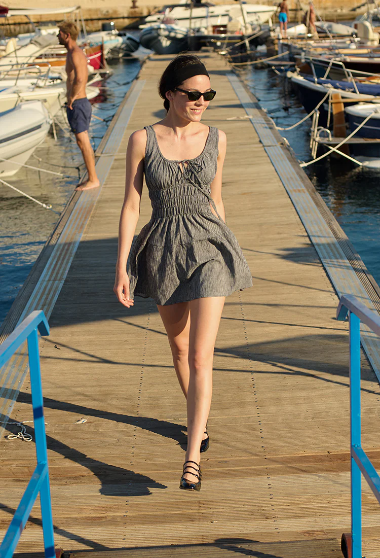 Gianluca Black Gingham Mini Dress - Image 4