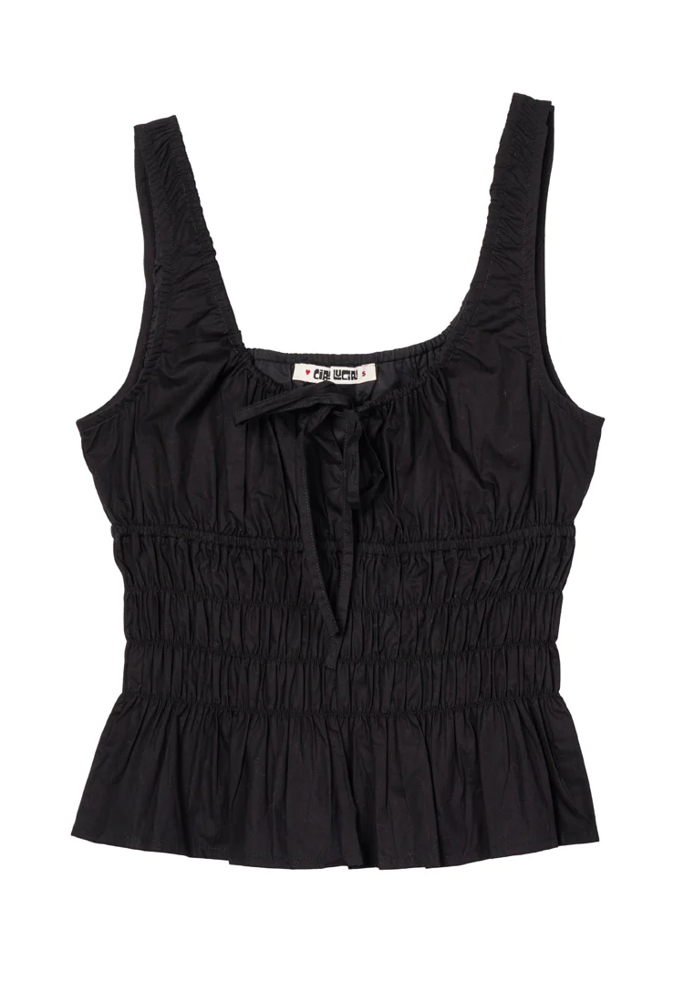 Gigi Black Cotton Poplin Top - Image 6