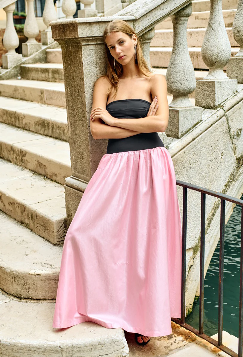 Giselle Pink Taffeta Maxi Dress - Image 2