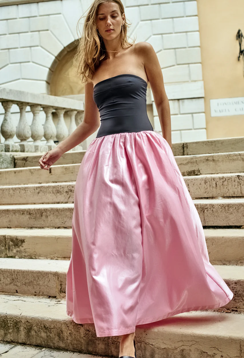 Giselle Pink Taffeta Maxi Dress - Image 4