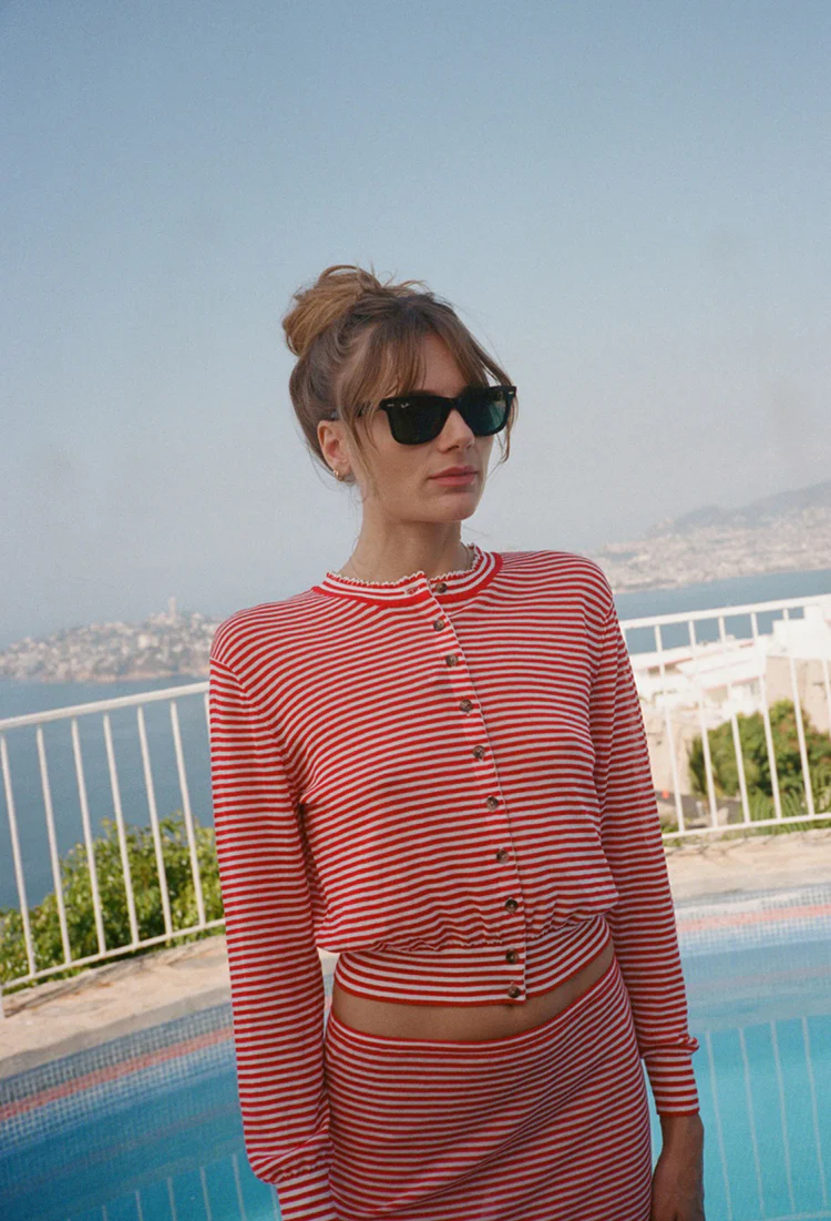 Hydra Red Stripe Cardigan - Image 4