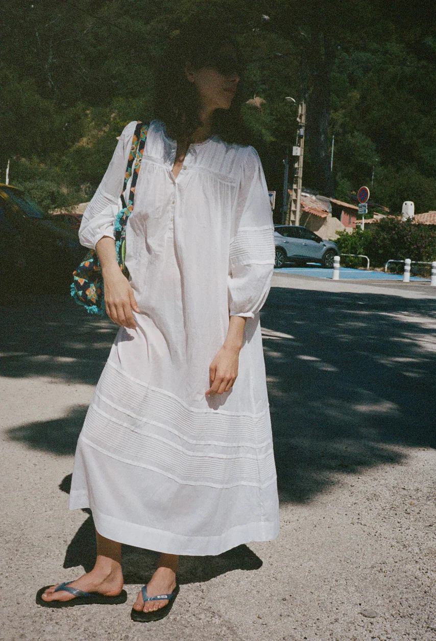 Ingrid White Cotton Voile Dress - Image 3