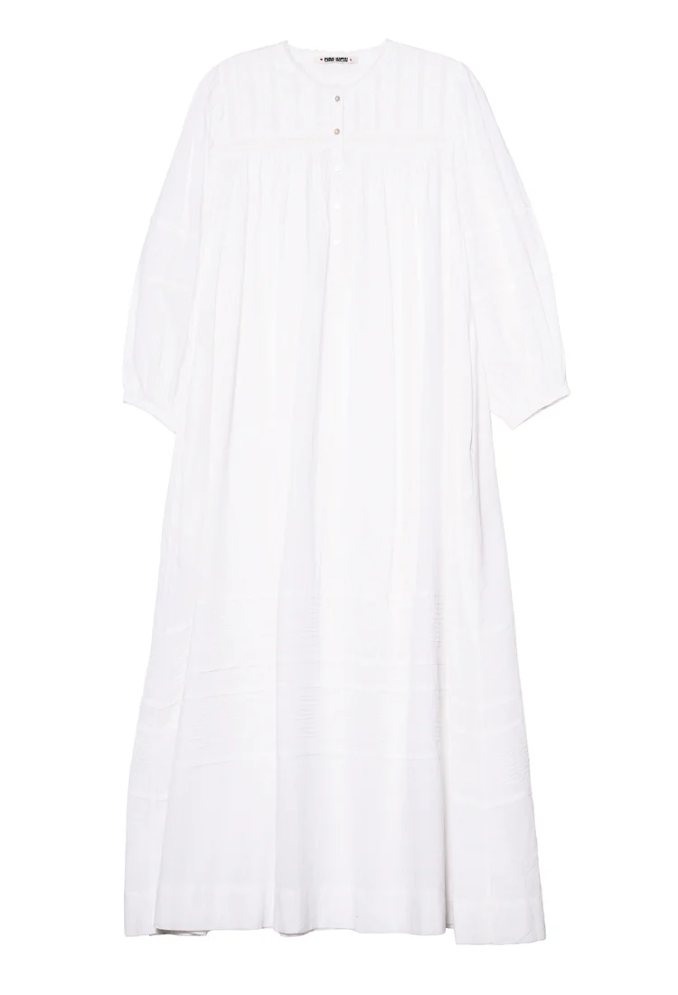 Ingrid White Cotton Voile Dress - Image 9