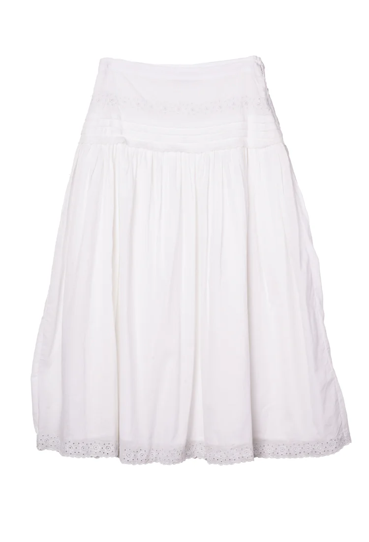 Irati White Embroidered Cotton Skirt - Image 4