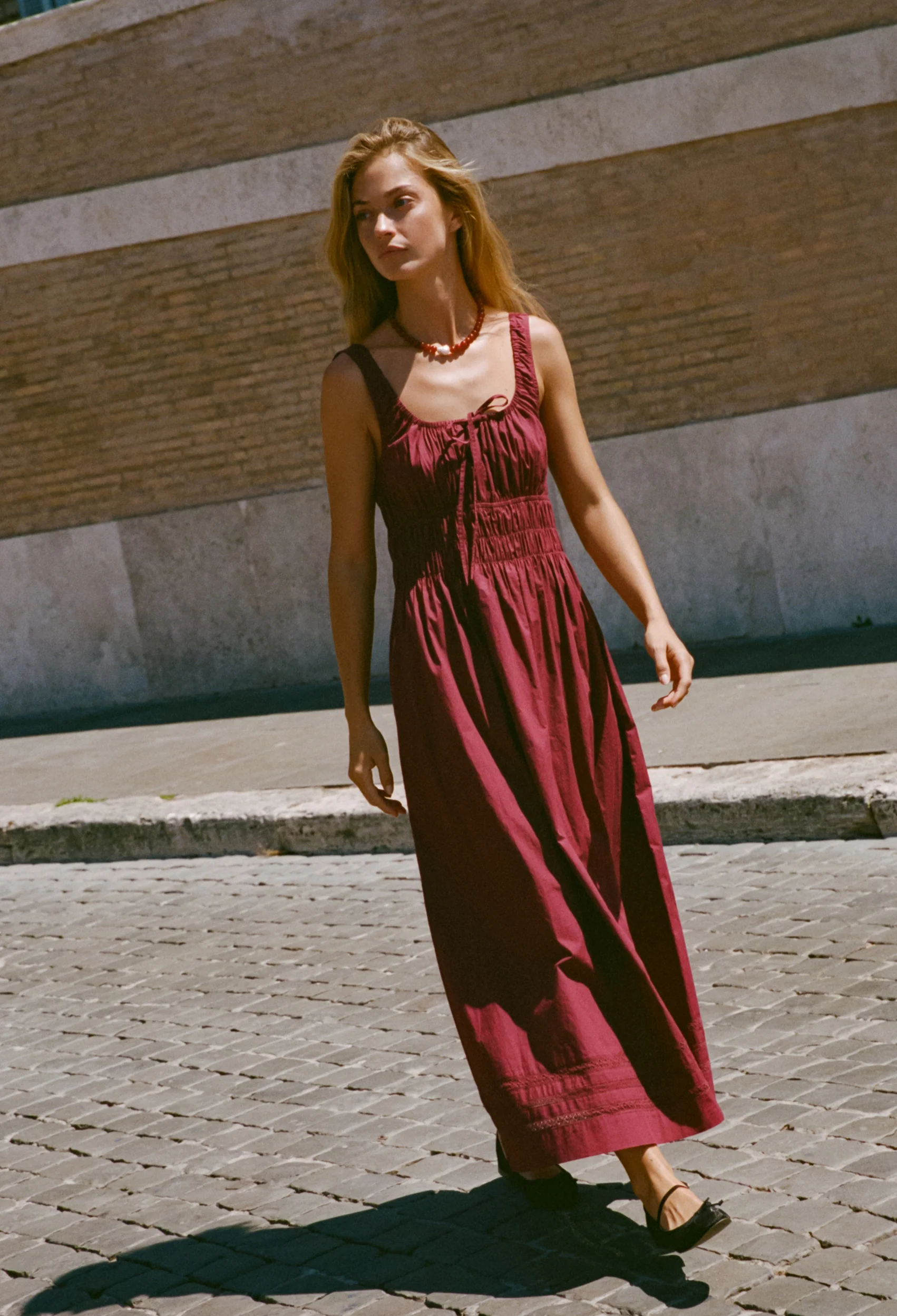 Iris Bordeaux Cotton Dress - Image 3
