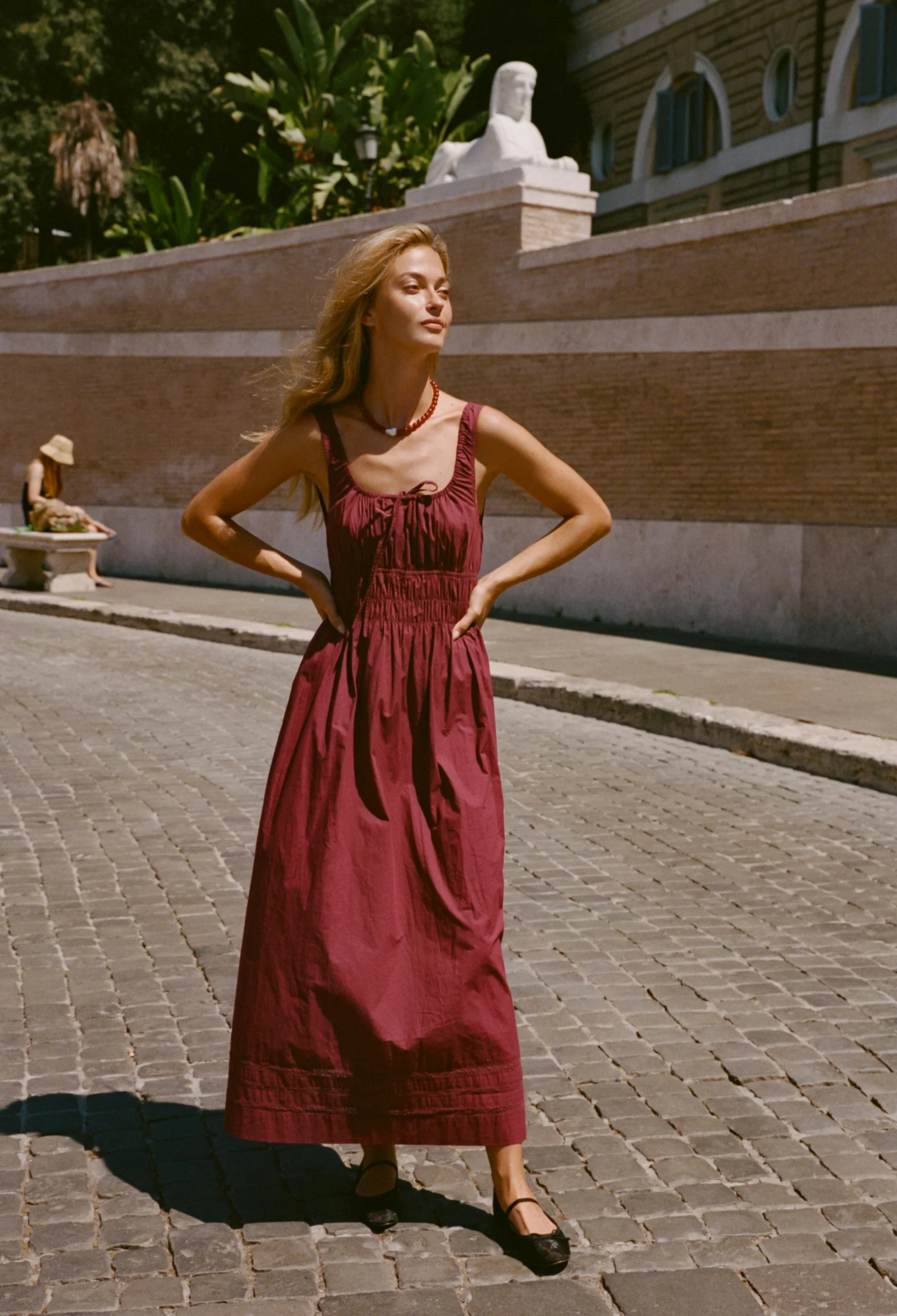 Iris Bordeaux Cotton Dress - Image 4