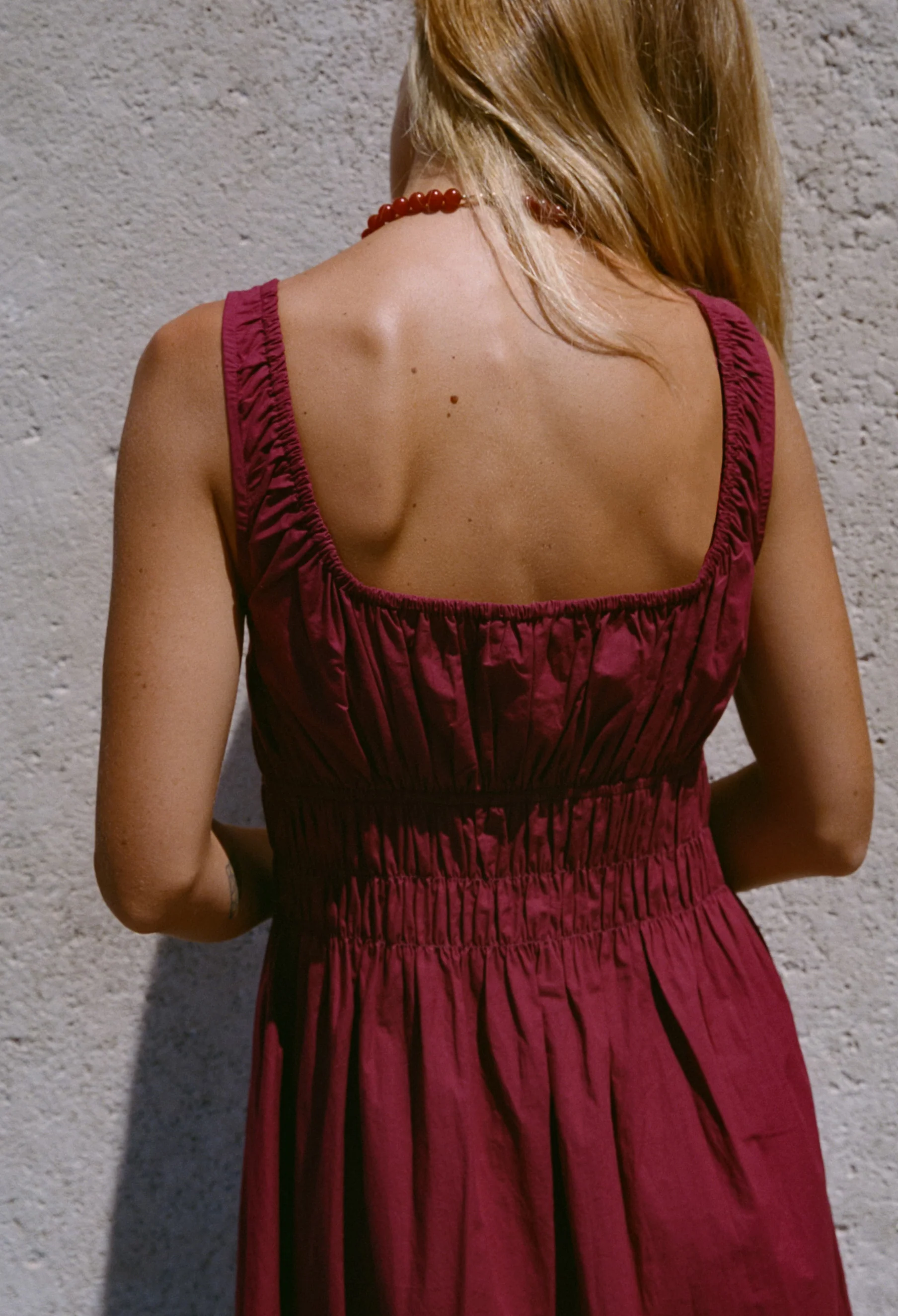 Iris Bordeaux Cotton Dress - Image 5