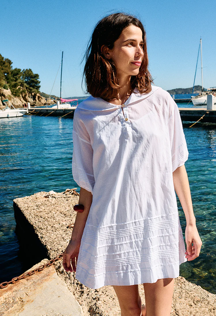 Isobel White Cotton Voile Dress - Image 5