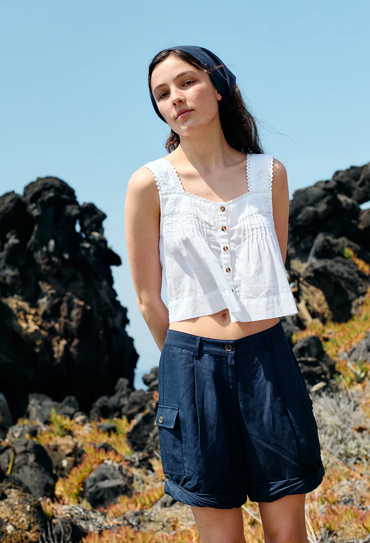 Izabel White Cotton Sleeveless Top - Image 2