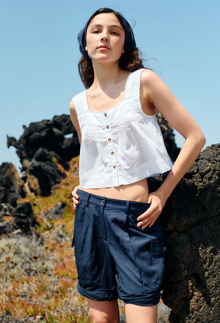 Izabel White Cotton Sleeveless Top - Image 3