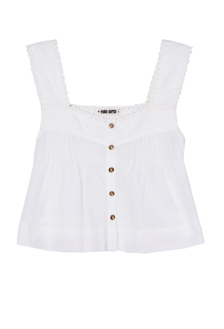 Izabel White Cotton Sleeveless Top - Image 7
