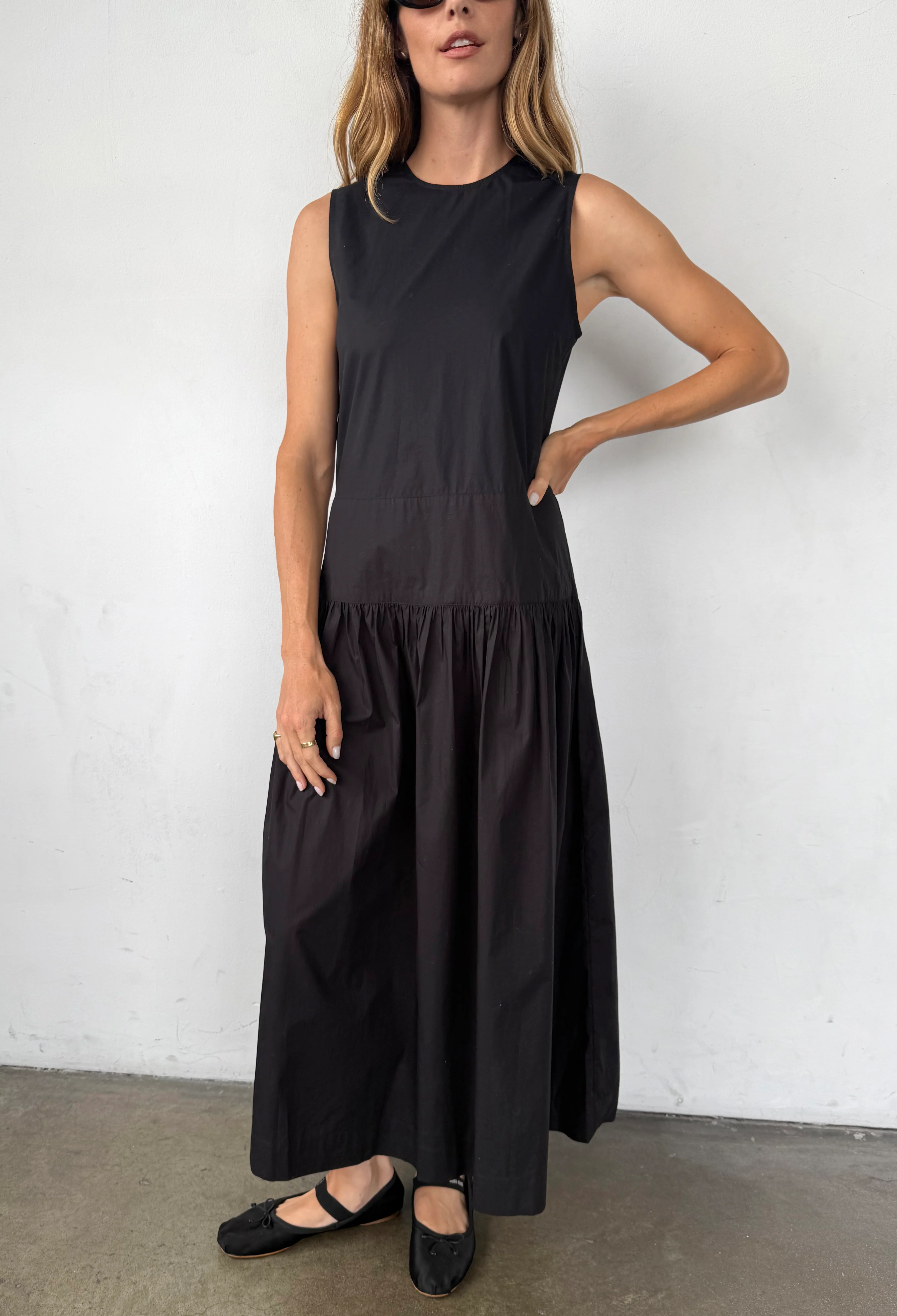 Jenetta Black Cotton Poplin Dress - Image 3