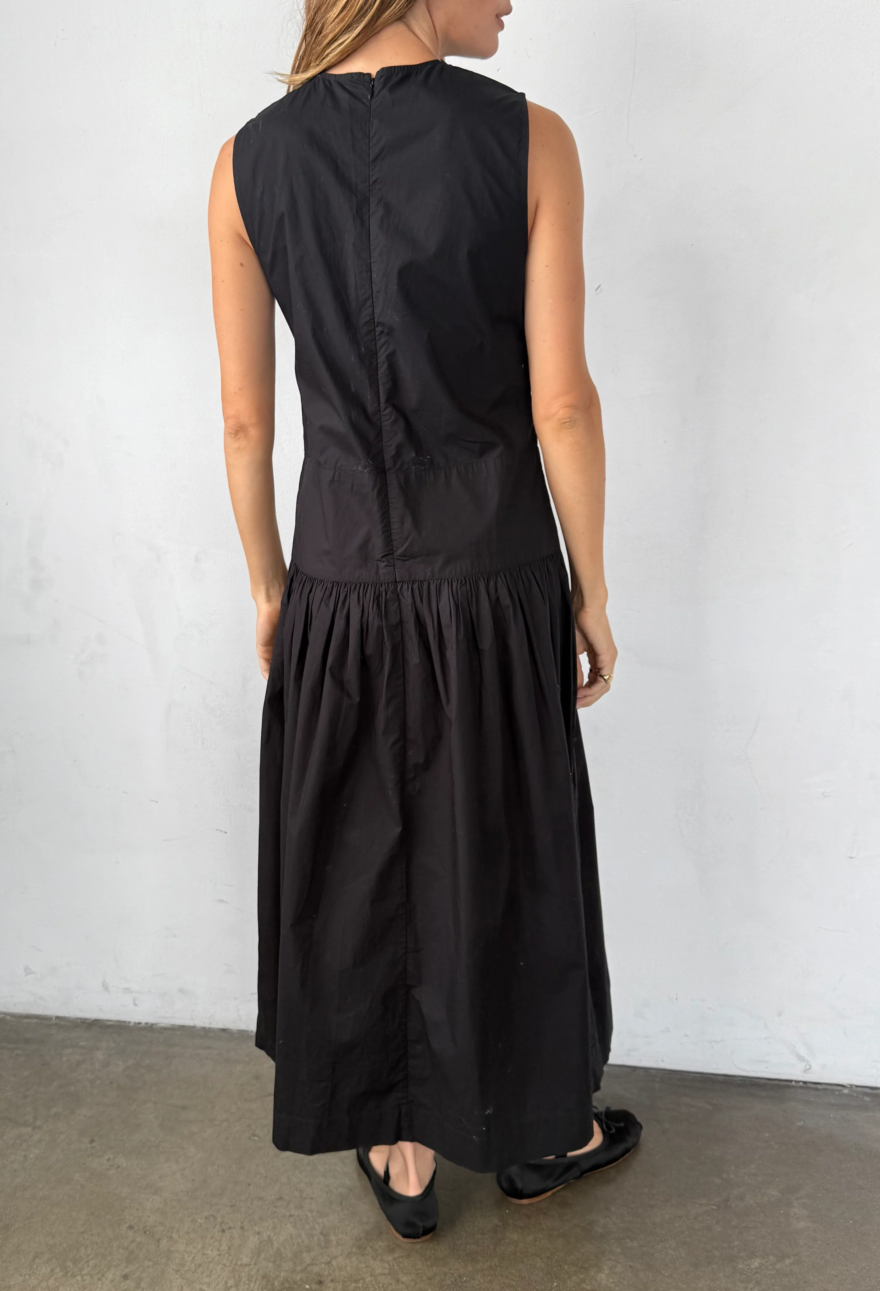 Jenetta Black Cotton Poplin Dress - Image 4