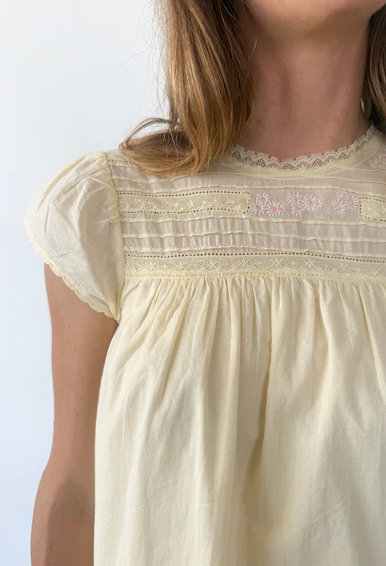 Joelle Cap Sleeved Cotton Mini Dress Butter - Image 7