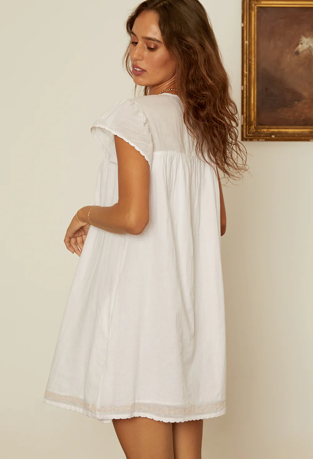 Joelle Cap Sleeved Cotton Mini Dress - Image 5