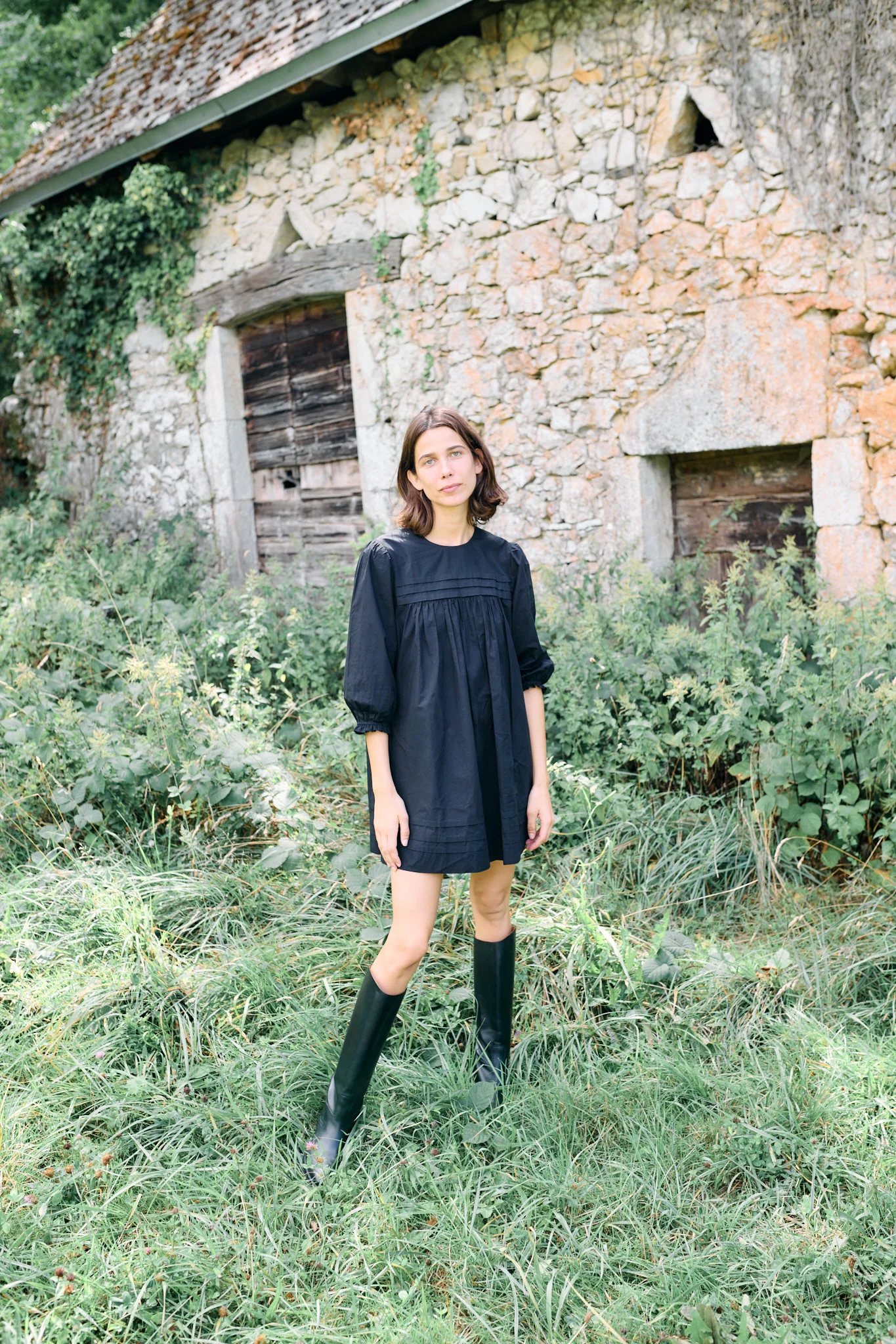 Jolin Black Cotton Dress - Image 5
