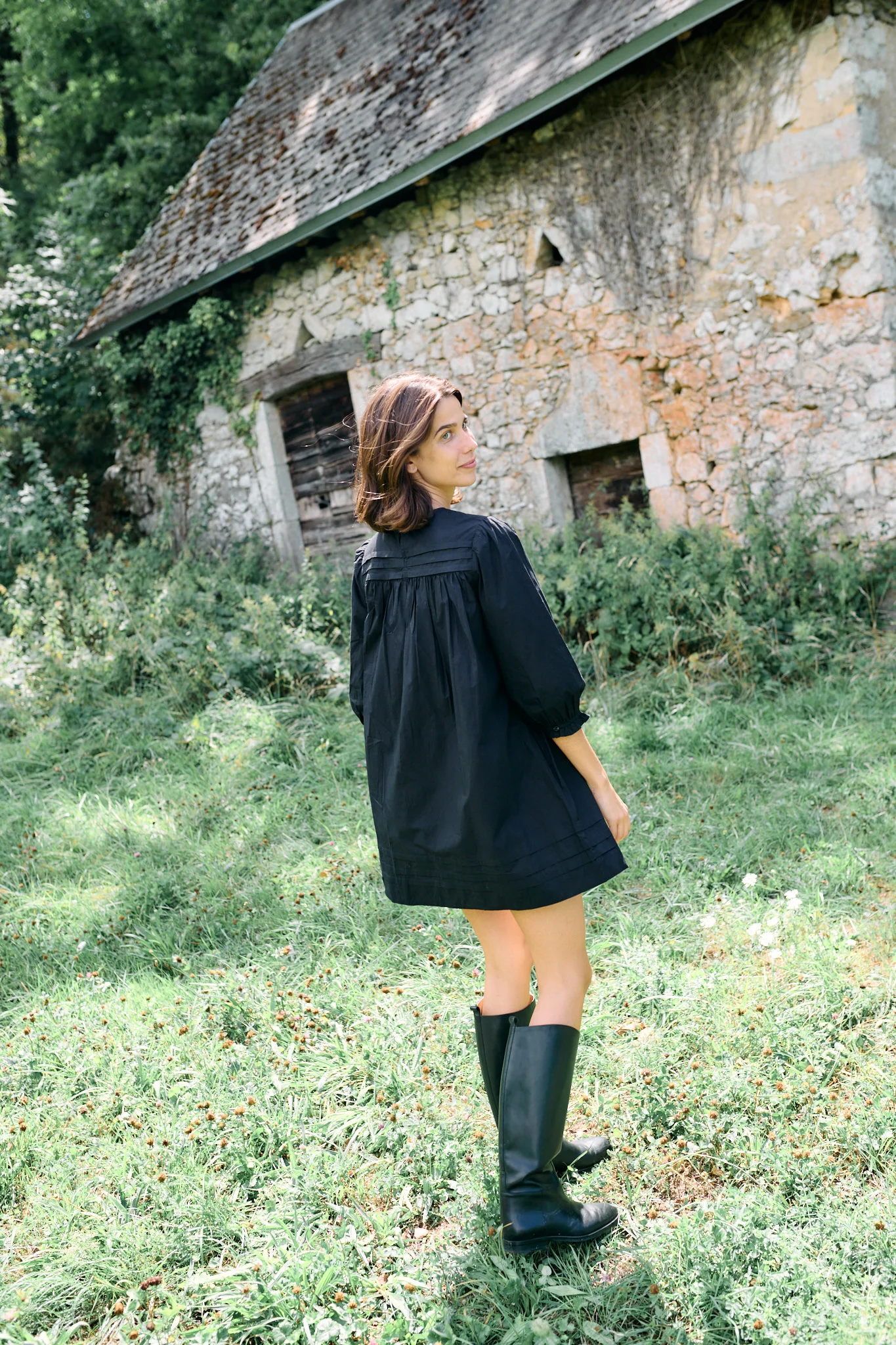 Jolin Black Cotton Dress - Image 6