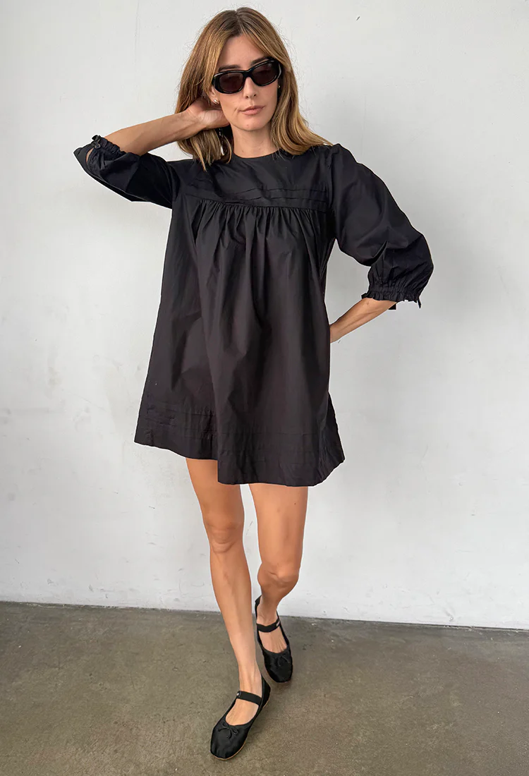 Jolin Black Cotton Dress - Image 7