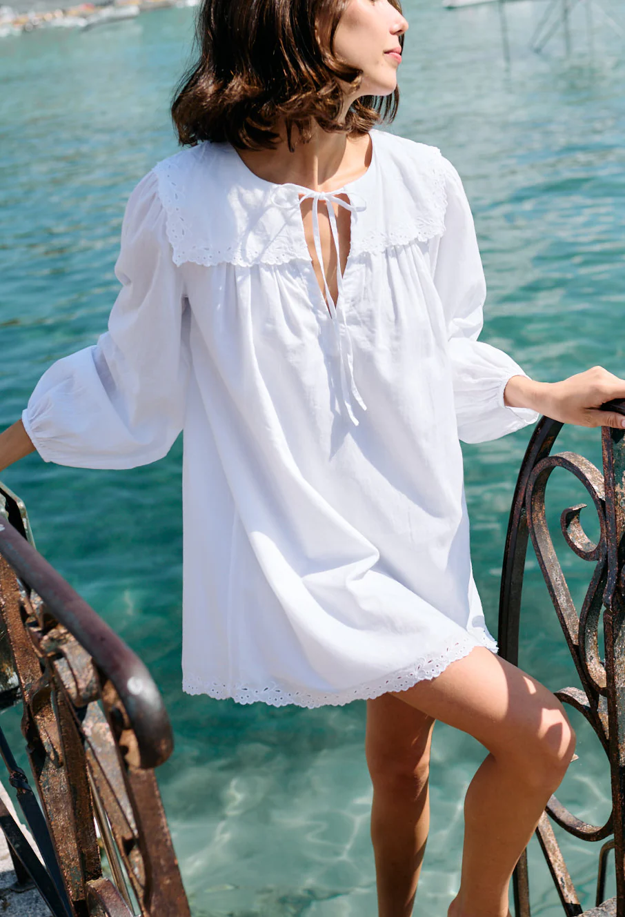 Jonita White Cotton Voile Dress - Image 5