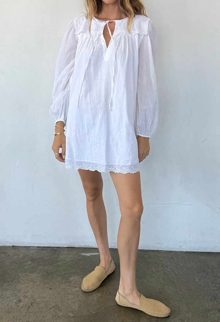 Jonita White Cotton Voile Dress - Image 6