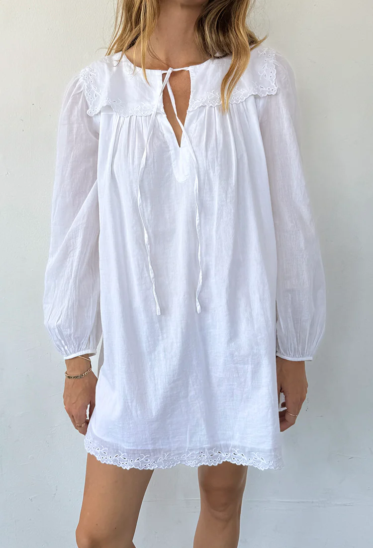Jonita White Cotton Voile Dress - Image 7