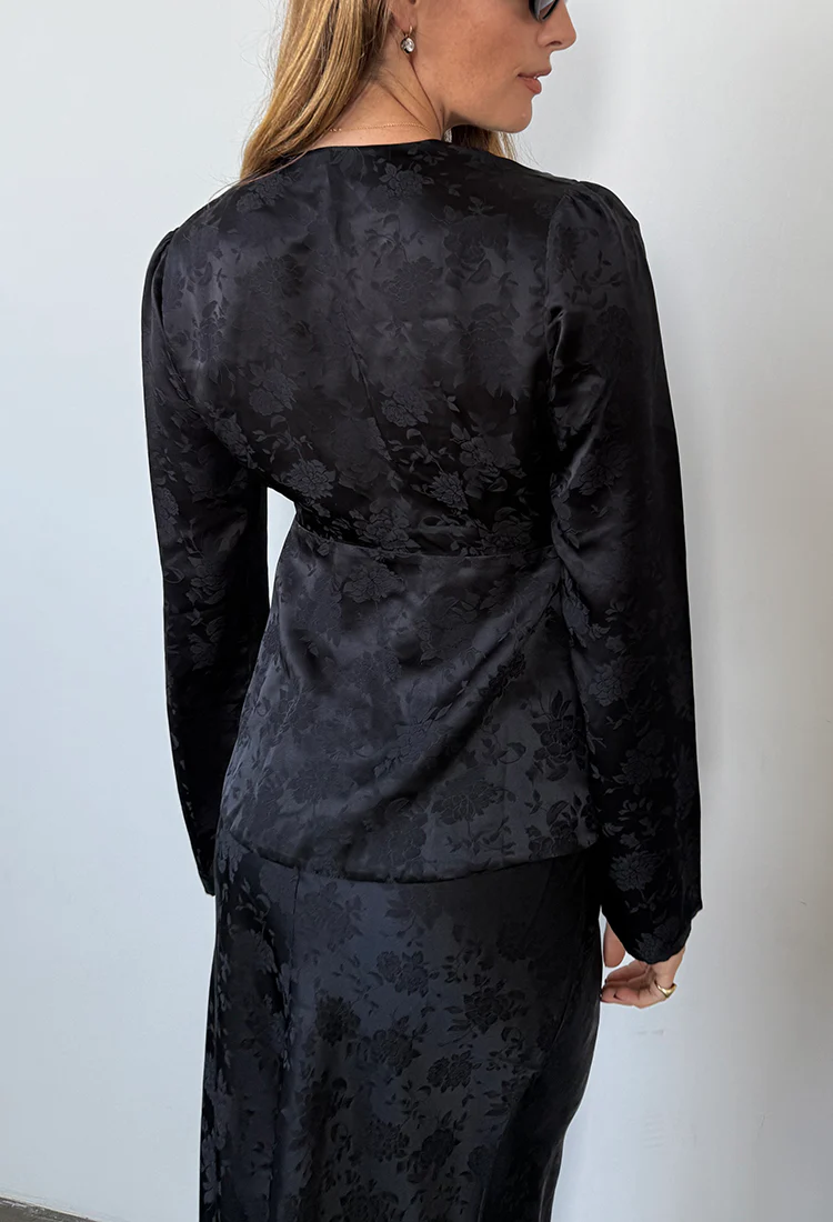 Jorgina Black Jacquard Top - Image 5