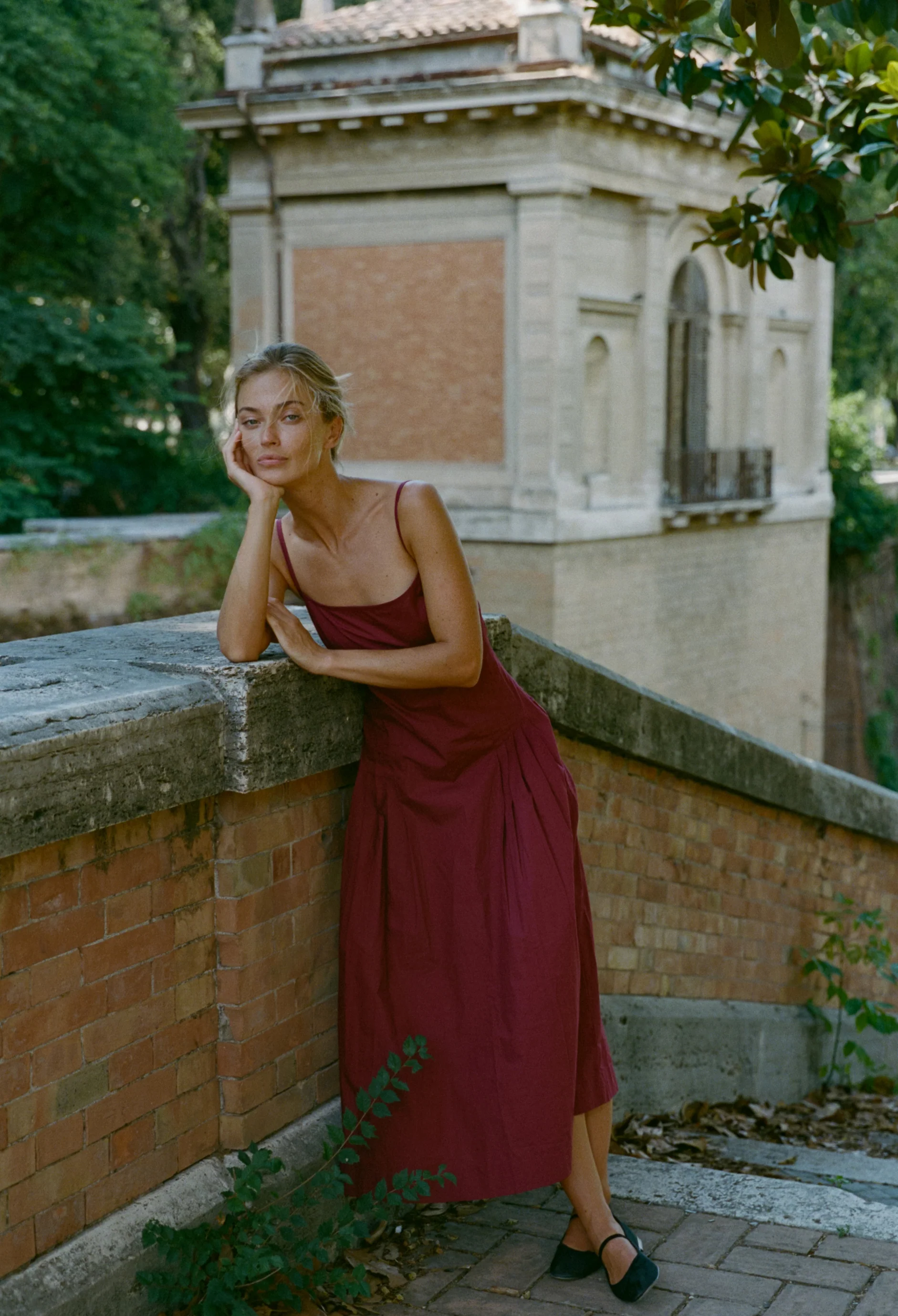 Karita Dress Bordeaux Cotton Poplin - Image 3