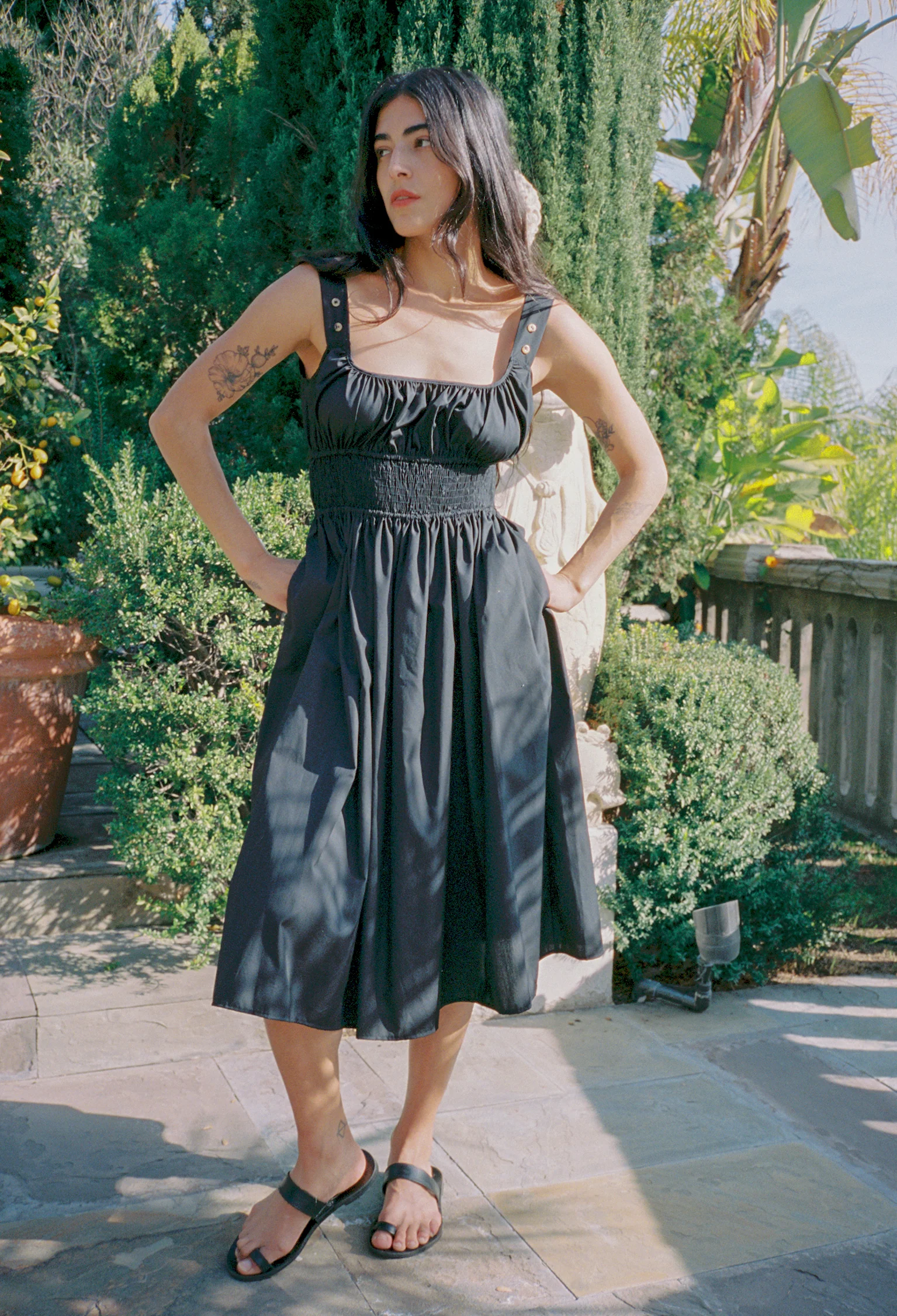 Lara Dress Black Cotton - Image 3