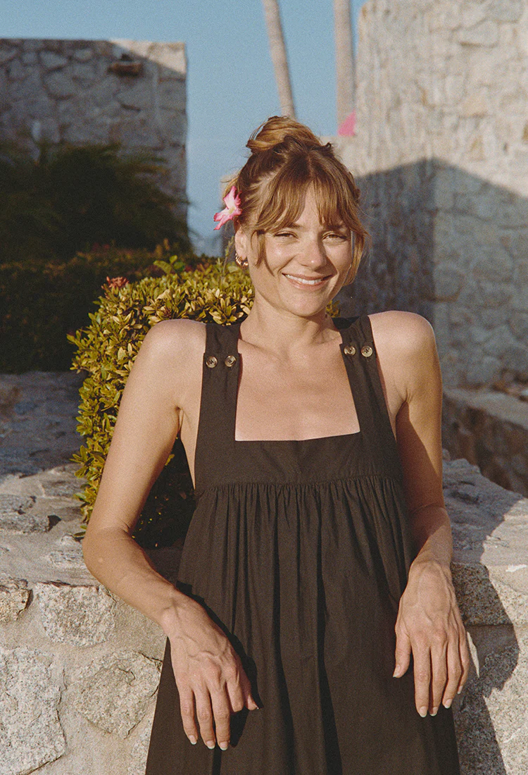 Laura Black Cotton Dress - Image 3