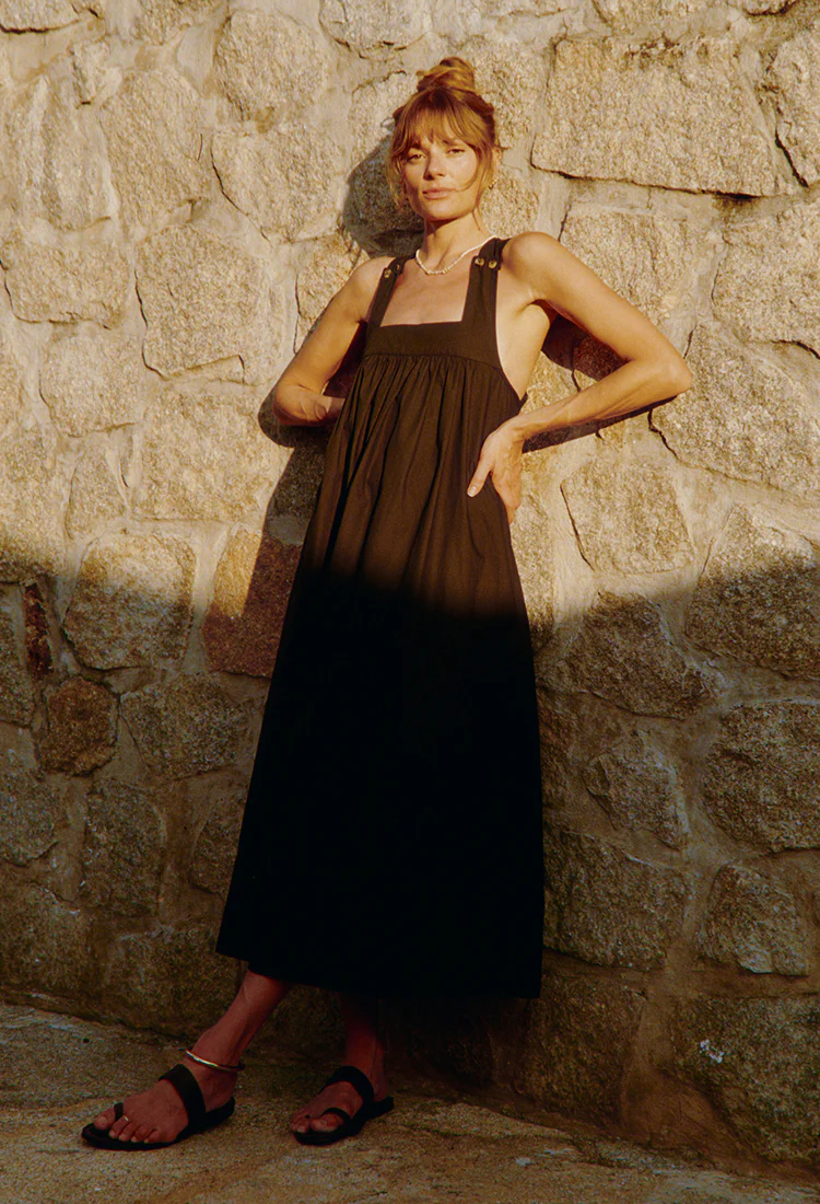 Laura Black Cotton Dress - Image 4