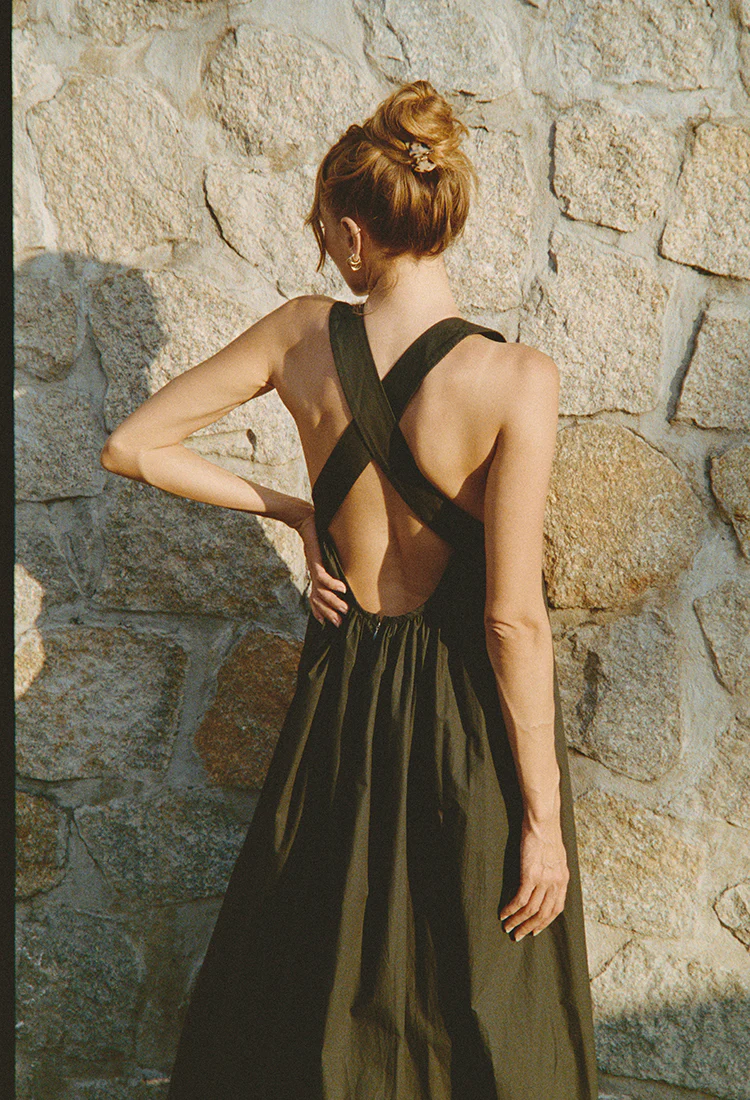 Laura Black Cotton Dress - Image 5