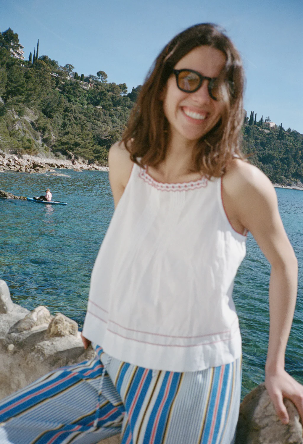 Lexi Floral Embroidered White Voile Tank - Image 2
