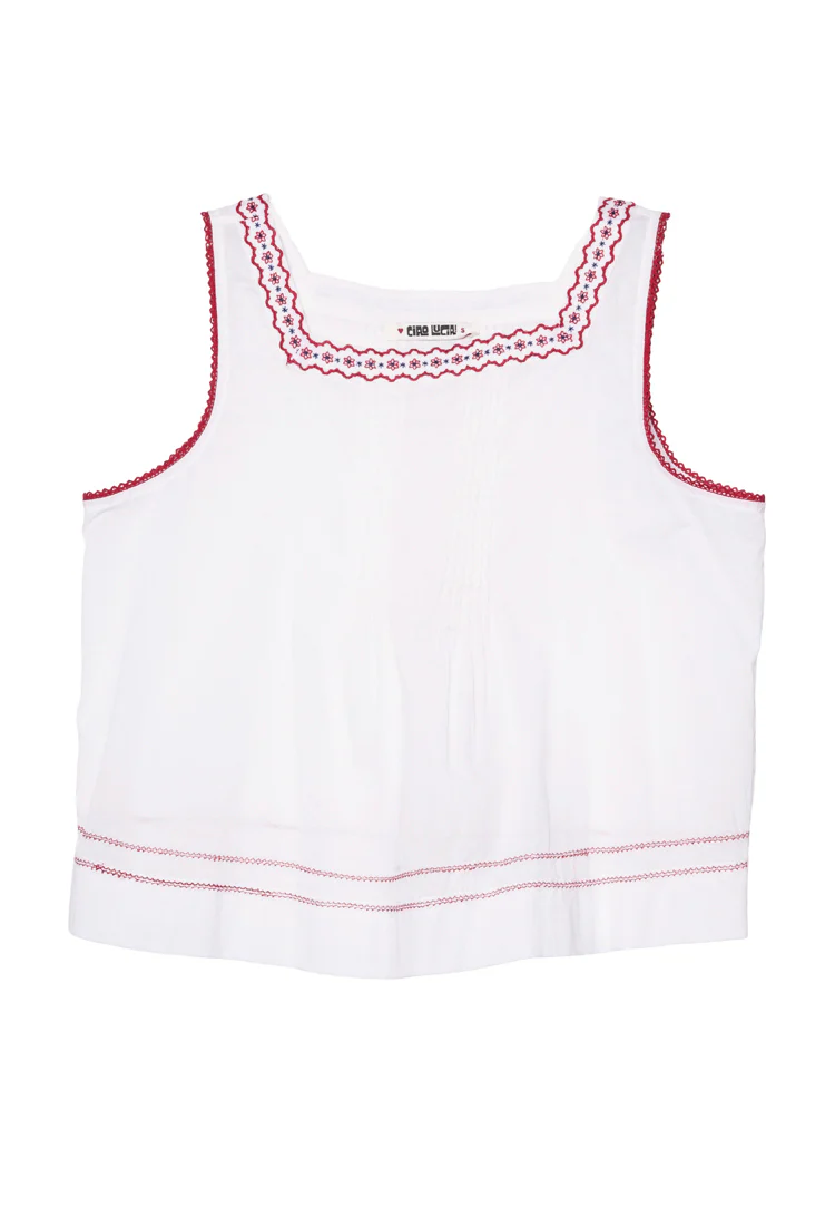 Lexi Floral Embroidered White Voile Tank - Image 6