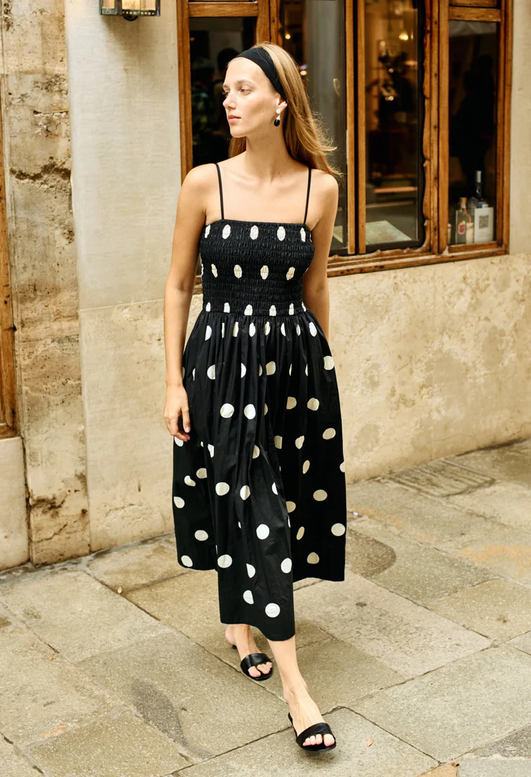 Mael Smocked Polka Dot Midi Dress - Image 3
